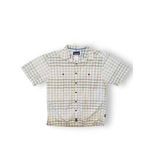 A1 Patagonia Mens Shirt Top Plaid Button Front Medium travel Beach Hike - Picture 1 of 5